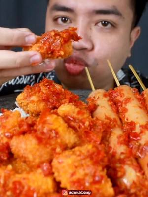 A post by @asmrrfoodie on TikTok caption: Mukbang chicken nugget crispy, sosis keju indomaret sambal balado pedas (Yt:Adi Dharma) #adidharma #chickennuggets #nuggetcrispy #sosisindomaret #sosiskejuindomaret #bikinngiler #fyp #mukbangvideo #mukbangasmr 