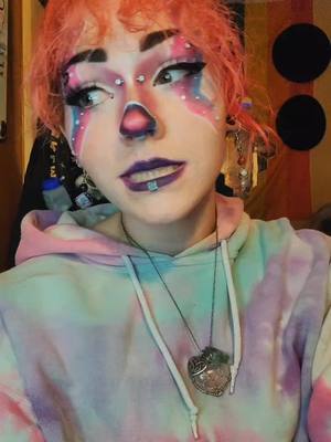 A post by @briluvesyou on TikTok caption: I cant sit still and look pretty 😓 •🩷•💜•🩵• #sfxmakeupartist #mua #makeupartist #myspookiepookies {#brissfxhaven < #youtubechannel } #makeup #sfxmakeup #Pride #biclown #clowncore #happypride #clown #clownmakeup #clowncheck #pridemonth #bipride #biflag #clowningaround #bi 