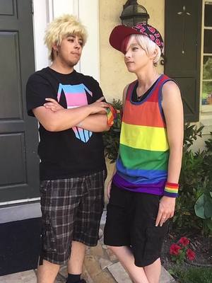 A post by @allenchaicosplay on TikTok caption: I want to kiss you! But…. @little_cheybaby #bakugouxtodoroki #bakugou #todoroki #pridemonth #happypridemonth #bakugoucosplay 