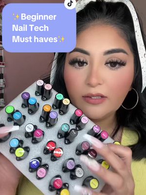 A post by @dyingforcolor on TikTok caption: Start with these basics and gradually expand your collection as you gain more experience and specialize in different techniques.💕 #beginnernailtech #beginnernailtechmusthaves #gelnails #beauty #nailtech #nailtok #nailtechcheck 