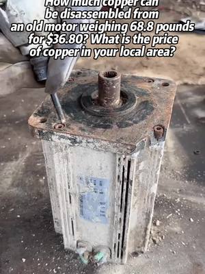 A post by @jayara_key on TikTok caption: What is the copper recycling price in your area? Please answer me in English!☺️☺️☺️#working #disassembly #motor #usa #us 