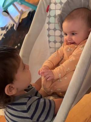 A post by @krissyleblanc on TikTok caption: He loves his baby sister so much. #myheart #babylove #Siblings #bigbrother #fyp 