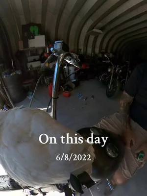 A post by @truckerballou on TikTok caption: #onthisday back when floki was still around #harleydavidson #motorcycle #chopper #turkeytiktok #farmlife 