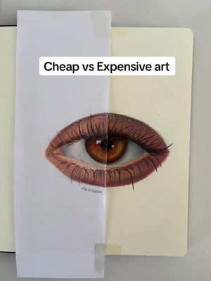 A post by @malxikaaa on TikTok caption: Cheap vs Expensive paper #drawing #draw #pencils #art #eye 