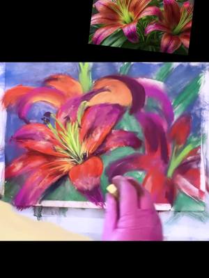 A post by @tiffaniwilliamsfineart on TikTok caption: Time lapse of me painting “Stop and Smell the Lilies.” #softpastel #softpastels #softpastelart #softpastelpainting #pastelart #pastelartist #pastelartwork #pastelpainting #tiftenstudio 