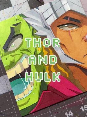 A post by @crumsart on TikTok caption: Thor and Hulk 💥🔥 #avengers #marvel #comics #thor #hulk #fanart #drawing #art #artist #markerart 