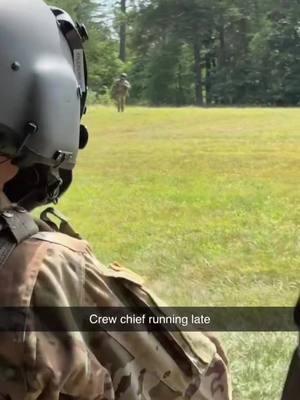 A post by @lnfidel.badassery on TikTok caption: My boy was RUNNINNN #army #aviation #late #uh60 #crewchief #fyp #blowthisup #viral #little #littlelegs #forestgump