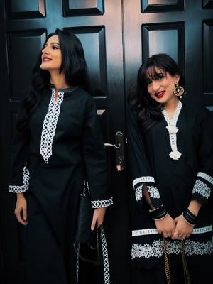 A post by @_nimzzx on TikTok caption: Your fav duo of sisters in black 👯‍♀️🖤 #eidmubarak #fyp #foryou #eiduladha @Madinah Shahzadi 