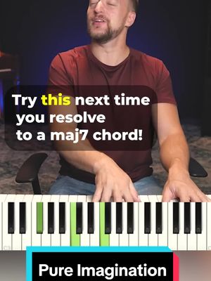 A post by @charlescornellstudios on TikTok caption: I was breaking down Pure Imagination and remembered this little trick to add some color to any resolution. Easy way to spice up a I chord!! #musictheory #musictok #musiclesson #piano #pureimagination 