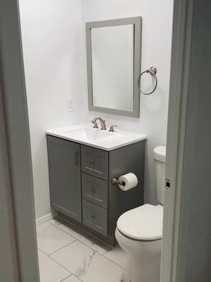 A post by @nassrinsdiy on TikTok caption: Just finished a complete bathroom remodel🤩 ##DIY##remodel##bathroom##fyp