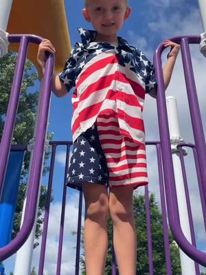 A post by @hjaco8503 on TikTok caption: Let them dress themselves ❤️🤍💙 #america #boymom #boyfashion #MomsofTikTok #summervibes #Godblesstheusa 