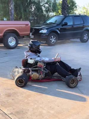 A post by @ufobuiltco on TikTok caption: Some driveway testing ☑️ #gokart #driftkart #racemower #450r 