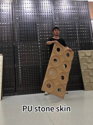 A post by @ceramictile__ on TikTok caption: pu stone wall#pustone #Constructionmaterials #Design #factory #Designer #Designer #Designer #Production #factory 