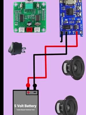 A post by @veswinelectronics on TikTok caption: PAM8403 bluetooth kit audio amplifier connection #pam8403 #bluetooth #audio #amplifier #electronic #components #diyproject #circuit 