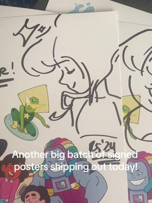 A post by @rebeccasugar on TikTok caption: I’ve been blown away by the support for the @Streamily poster! Huge thanks to everyone for your patience as I draw these! More will be shipping out through July ⭐️ Thank you so, so much!!! #StevenUniverse #animation 