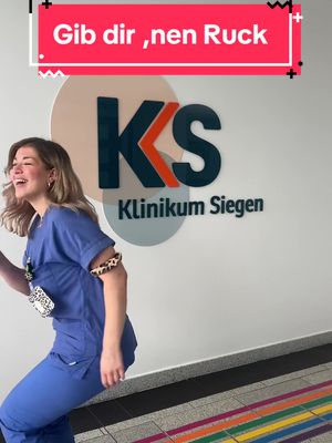 A post by @klinikumsiegen on TikTok caption: Damit habt ihr nicht gerechnet, was😂 Aber ihr habt gehört was Lina sagt📢 Auf gehts: jobs.klinikum-siegen.de #challenge #pflege #fy #fyp #nursetok #fragen #fürdich #funny #comedy #memestiktok 