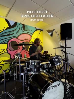 A post by @boardmarkman on TikTok caption: My take on Birds of a feather by @BILLIE EILISH 🥁 #drumcover #drummer #musiccover #birdsofafeather #billieeilish #pop #drums #fyp #drumming 