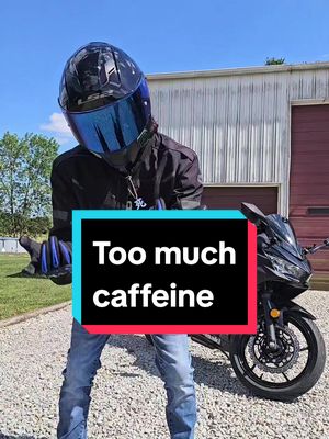 A post by @blue_ninja_guy on TikTok caption: I don't drink caffeine so this is me🤣 - Also,I'm on vacation so excuse my absence💙 - #fyp #foryoupage #redbull #spedup #speed #bike #biker #bikerboi #jokes #funny #video #videos #clip #comedy #fun #run #motorcycle #caffeine #blue 