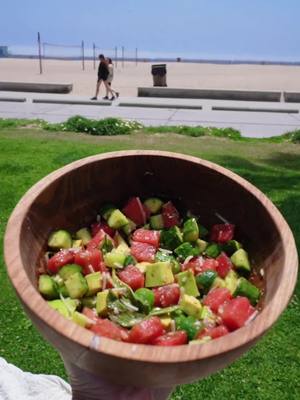 A post by @veganyzzy on TikTok caption: Day 16 of helping you live a happy and healthy life; make a refreshing summer salad by the beach! 🍉🌊✨ Watermelon is the perfect treat that goes hand in hand with the sea breeze and summer heat. My fave part of this salad is the sourness of the lime paired with the sweetness of the watermelon. If you’re looking for a quick, easy and healthy recipe for the summer, this is definitely the one! . . . #watermelon #watermelonsalad #beachday #summervibes #ocean #oceanlife #beachlife #nature #naturelovers #plantbased #veganeats #beachpicnic #healthylifestyle #healthyfood #health #healthandwellness #salad #summerideas 