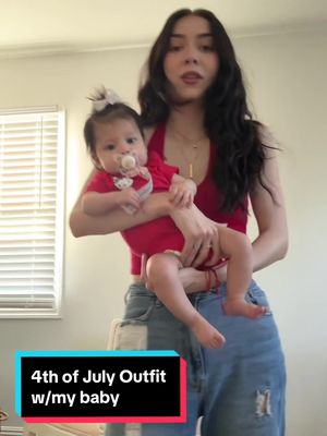 A post by @notmyughh on TikTok caption: peep her hello kitty shirt ❤️ #4thofjuly #mommydaughter #baby #foryou #4months 