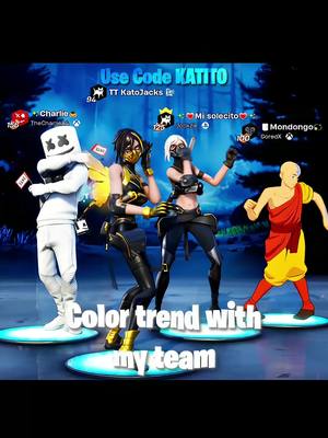 A post by @katojacks on TikTok caption: Color trend 🌈✨|| #fortnite #fortnitesquad #squadsfortnite #BestFriends || @❤️✨Fan de Katojacks✨❤️ @⚜️GoredX🧸 @TheCharlieAnimaGamer 