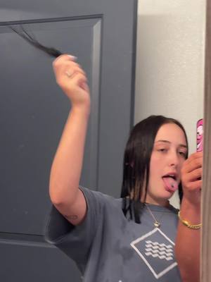 A post by @kayleyleftwich on TikTok caption: *a short film*  when you have a manic episode bc your mom died so you chop all your hair off😅 happy 4th😜