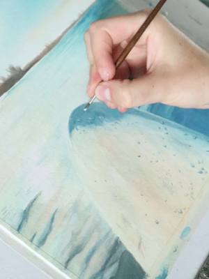 A post by @artofellaeland on TikTok caption: Painting process of “Facing Shore” in the “A Surfer’s Journal” collection🤙 #gouache #gouacheprocess #paintingprocess #surfergirl #surfart #hawaiitiktok 