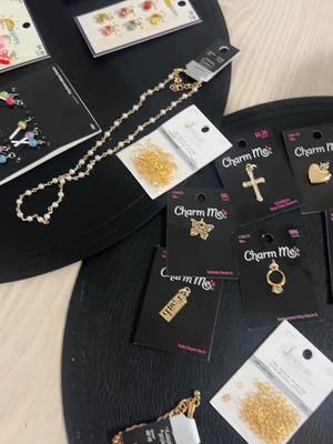 A post by @aubreyrosefit on TikTok caption: Charm necklaces and bracelets ❤️✝️ #charmnecklace #hobbylobby #charmbracelets #summerfun #sahm 