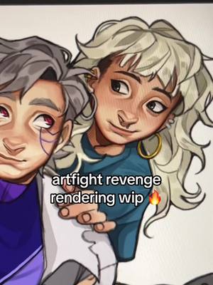 A post by @kidciitrix on TikTok caption: ive never attacked two characters at once.. three actually!!! #artfight #render #wip #revenge #art #fyp 