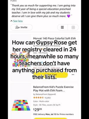 A post by @ash103104 on TikTok caption: Teachers spend ao much of their own money to make their classroom a welcoming, safe place for our children. Even though its summer, I’m already purchasing things for the next hear in school. My amazon wishlist in in my bio. Please support our teachers.  #teachersoftiktok #specialeducationteacher #clearthelist2024 #teachertok #gypsyrose #gypsyroseregistry 