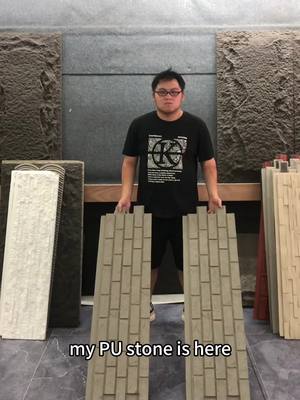 A post by @ceramictile___ on TikTok caption: pu stone wall panel#tile #pustone #buildingmaterial #designer #factory #interiorDesign #exteriordesign #manufacturer #chinesefactory 