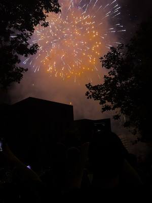 A post by @sumaiyaoni on TikTok caption: French National Day🇫🇷. #france #strasbourg #fireworks #viral #unfrezzmyaccount #lightening #fireworks2024🎆🎇 #fyp #foryou #foryoupage 