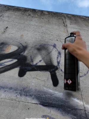 A post by @kranktagger on TikTok caption: My private proprity⚠️ #graffitiforyou  #tag #graffiti  #cans #spray #black #satisfying  #foryoupage #caps #hand #style #trend #Lifestyle 