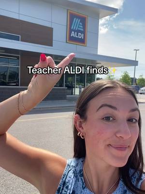 A post by @schoolday.withmrsj on TikTok caption: The Aisle of Shame gets me EVERY. TIME. #teacherfinds #aldifinds #teachertok #backtoschool #aldiaisleofshame @ALDI USA 