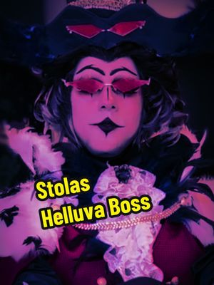 A post by @eothencosplay on TikTok caption: Just… #stolas #helluvaboss #blitzo #stolasxblitzo #hazbinhotel #cosplay #makeup 