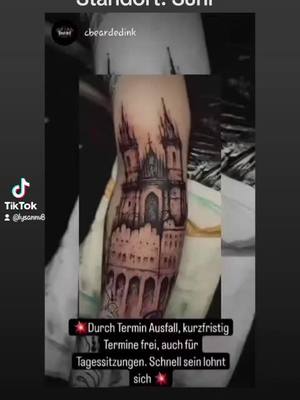 A post by @lysannv8 on TikTok caption: 💥plötzlicher Terminausfall, daher kurzfristig Termine zu vergeben, auch Tagessitzungen möglich, schnell sein lohnt sich 💥 @Felix Konopka @inkredible.de #fypシ #tattoostudio #tattoo #bodymods #bodymodifications #suhl #lysannv8 #camaro #fyp #foryou 