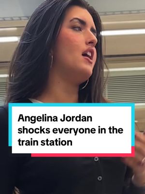 A post by @aurelien.froissart on TikTok caption: Try not to CRY when she starts singing 🥹 .. and wait for the epic ENDING with a new guest joining us 🎷 . So happy that I met such a star in a train station..singer-songwriter @Angelina Jordan  rose to fame after her viral performance of Bohemian Rhapsody on AGT. Should we do more videos together ?? . Thanks to this amazing sax player as well !  .#backtoblack #angelinajordan #amywinhouse #publicpiano 