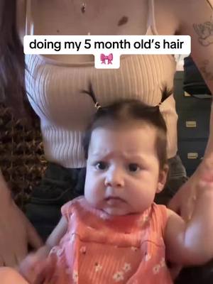 A post by @notmyughh on TikTok caption: i need to work on my hairstyling skills 😭                                                             .                                                                                  #firsttimemom #baby #5monthsold #CapCut 