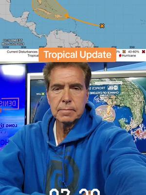 A post by @denisphillipsweather on TikTok caption: Tropical thoughts on "Orange Blob".