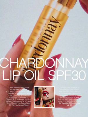 A post by @vacationinc on TikTok caption: If you want to indulge in pure luxury this summer, look no further than Vacation® Brand Chardonnay Oil SPF 30. Just like the effervescent pop of a bottle of champagne, each application is a head-turning celebration of life’s greatest pleasures. Anoint your skin with the essence of chardonnay grape seed oil and a luxurious blend of unadulterated natural oils that are lightweight and transparent on all skin tones. With Vacation® Chardonnay Oil, your skin becomes a testament to the artistry of nature’s renowned nectar of the vine. Raise a toast to opulence this summer and discover “The World’s Most Indulgent Sunscreen” with Vacation® Chardonnay Oil SPF 30. Available now at Vacation.inc.