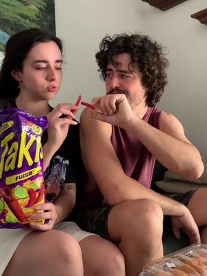 A post by @saltwatersoulmates on TikTok caption: AMERICAN SNACKS TASTE TEST. 😁  #americansnacks#fyp#mukbang  