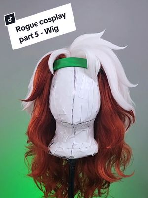 A post by @kinpatsucosplay on TikTok caption: Here's a little video showing how I styled my rogue wig! 💚  Tons of teasing, spiking and curling!  also don't come at me for using a Dyson on my wig 😂😂😂 If you have one or any kind of air wrap.  try it it will change your life for curling wigs.  But if you don't have an air curler you can use a curling iron as well just make sure you don't set it too hot and let the curls cool down while rolled up!  This base wig is from @wigisfashion  . . . #roguecosplay #wigstyling #cosplaywig #cosplay #wigs #xmencosplay #cosplaywip #cosplaytutorial #wigtutorial 