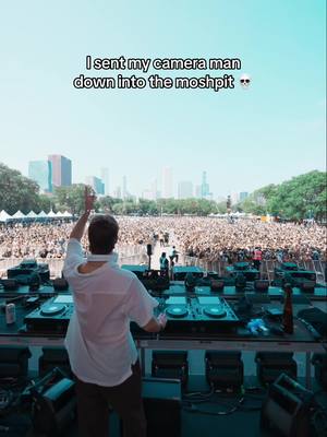 A post by @itsmurphmusic on TikTok caption: Watch him get crushed 💀 Oops I just wanted him to have the full show experience 🥰 Playing out a lil unreleased record here. Had to post one more video from how crazy this crowd was @Lollapalooza  #itsmurph #newmusic #lollapalooza 