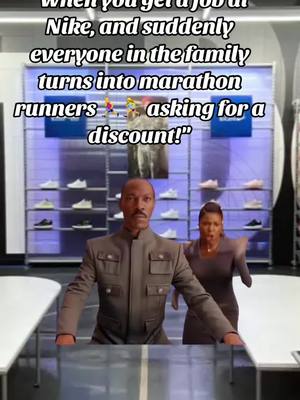 A post by @maliikaii108 on TikTok caption: “Family Discount Frenzy.” @Nike @Gab Union #nike #familyfun #jokes #relate #capcutedit  #MemeCut #fypage #eddiemurphy #Meme #MemeCut 