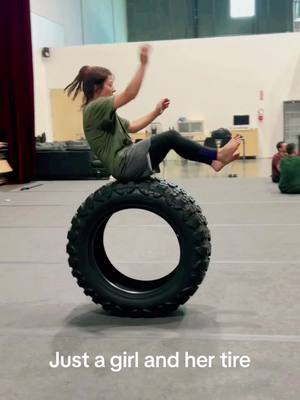 A post by @iamthekla on TikTok caption: My lind of tire workout! #tireworkout #crossfit #acrobatics mariasova camera thanks