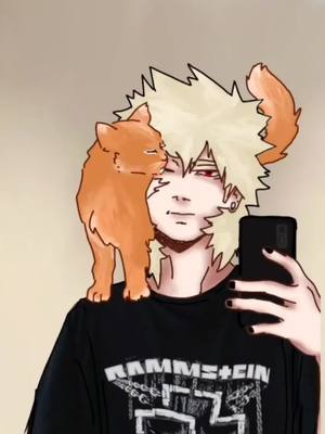 A post by @_dynamight.._ on TikTok caption: have this random video since I'm bored on a break #fyp #kingexplosionmuder #katsukibakugou #dynamight #cat 