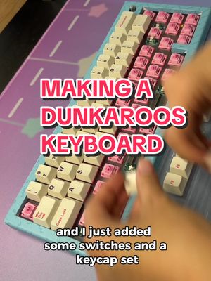 A post by @tinymakesthings on TikTok caption: just looking at this themed keyboard gives me serious cravings for @Dunkaroos !! stay tuned for part 2 for matching keycaps and giveaway! #ad 