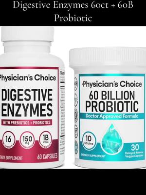 A post by @taemahy on TikTok caption: Digestive Enzymes 60ct + 60B Probiotic 30ct | Value Digestive Bundle by Physician's Choice 🔗❤️🩵 @Physician's Choice 