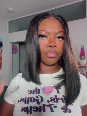 A post by @itsnef on TikTok caption: It was me vs. this bob all night 😭 Ive never seen a bob wig this full though, so if you love you a bob…. 🔗 in bi0 ! 28% Off Code: ITSNEF 🩷 @Luvmehair #luvmehair #bobwigs #gluelesswigs #silkyhair 