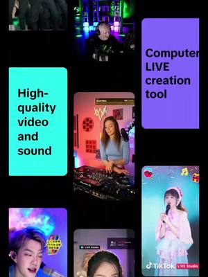 A post by @tiktoklive_creator on TikTok caption: You're invited to join LIVE Studio like these amazing creators!  Elevate your LIVE audio-visual quality with the official computer LIVE creation tool. Easily connect cameras and soundcards for a professional LIVE production. Download now! !#livestudio #tiktoklive